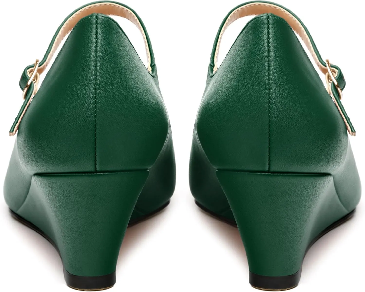 Womens Wedges Mary Jane Pointed Toe Ankle Strap Wedge Low Heel Dress Shoes Pumps for Women 2 Inches