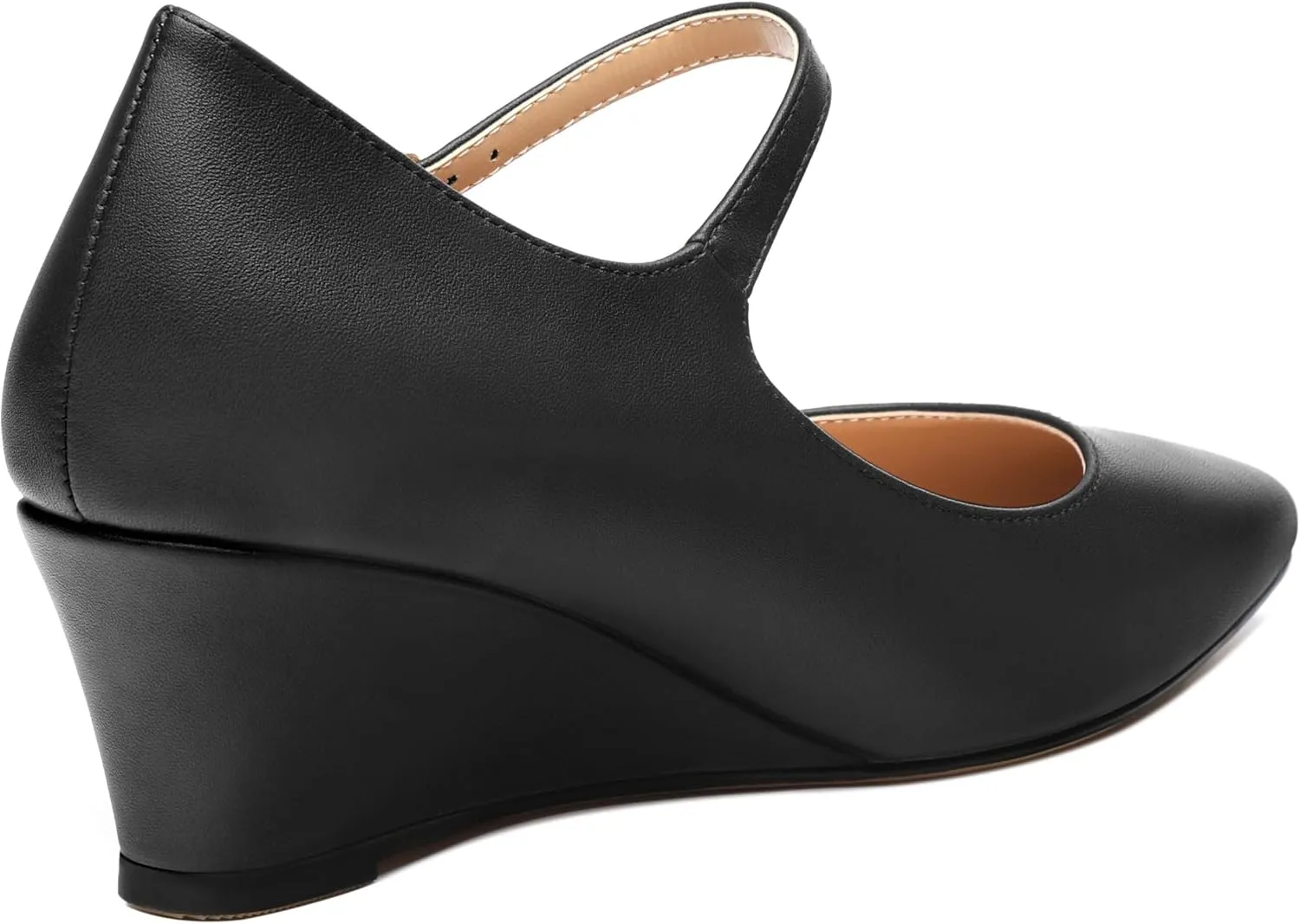 Womens Wedges Mary Jane Pointed Toe Ankle Strap Wedge Low Heel Dress Shoes Pumps for Women 2 Inches