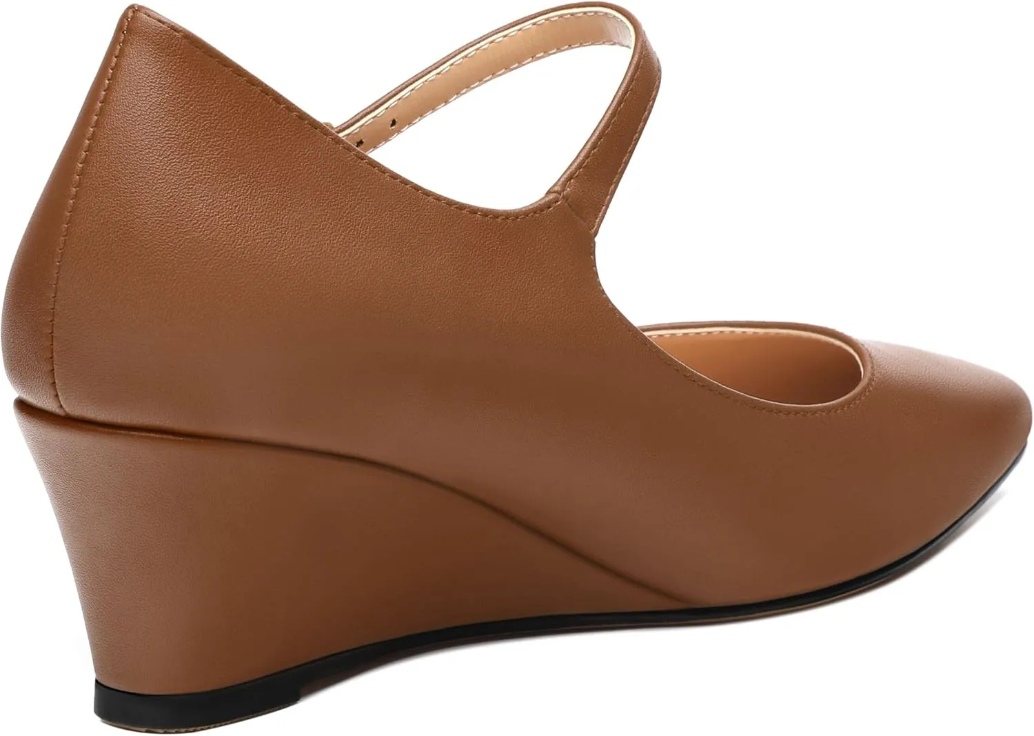 Womens Wedges Mary Jane Pointed Toe Ankle Strap Wedge Low Heel Dress Shoes Pumps for Women 2 Inches
