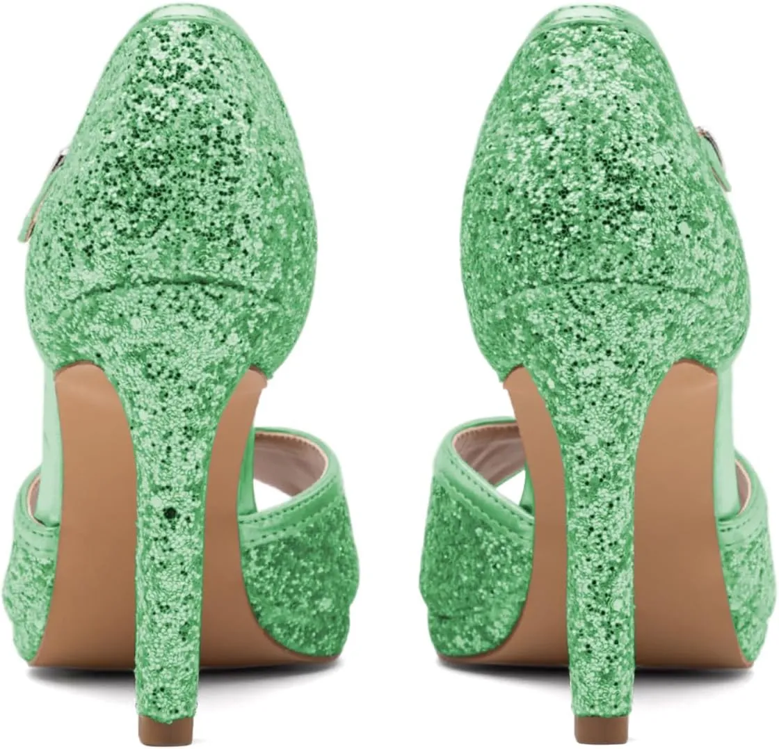 XYD Women Glitter Stiletto Heels Platform Ankle Strap Sequins Ballroom Latin Dance Shoes Open Toe High Heeled Sandals