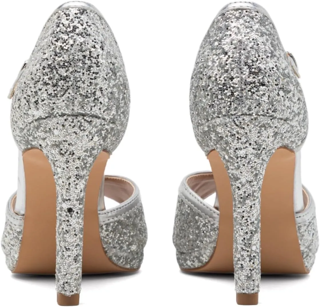 XYD Women Glitter Stiletto Heels Platform Ankle Strap Sequins Ballroom Latin Dance Shoes Open Toe High Heeled Sandals