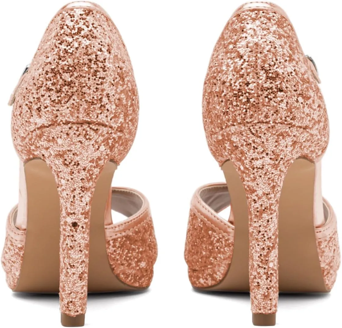 XYD Women Glitter Stiletto Heels Platform Ankle Strap Sequins Ballroom Latin Dance Shoes Open Toe High Heeled Sandals