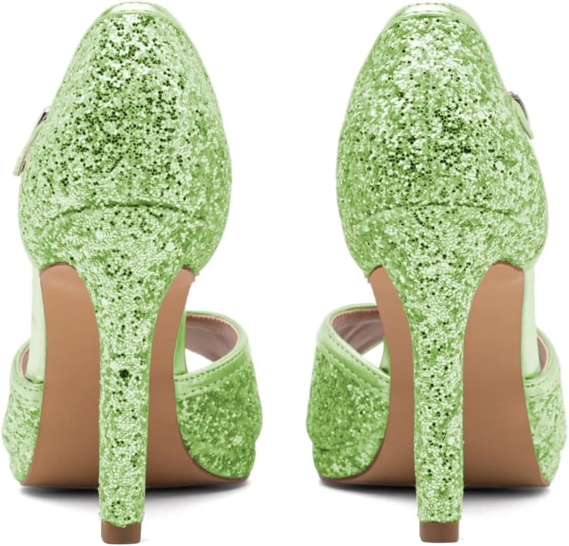 XYD Women Glitter Stiletto Heels Platform Ankle Strap Sequins Ballroom Latin Dance Shoes Open Toe High Heeled Sandals