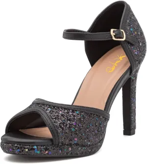 XYD Women Glitter Stiletto Heels Platform Ankle Strap Sequins Ballroom Latin Dance Shoes Open Toe High Heeled Sandals