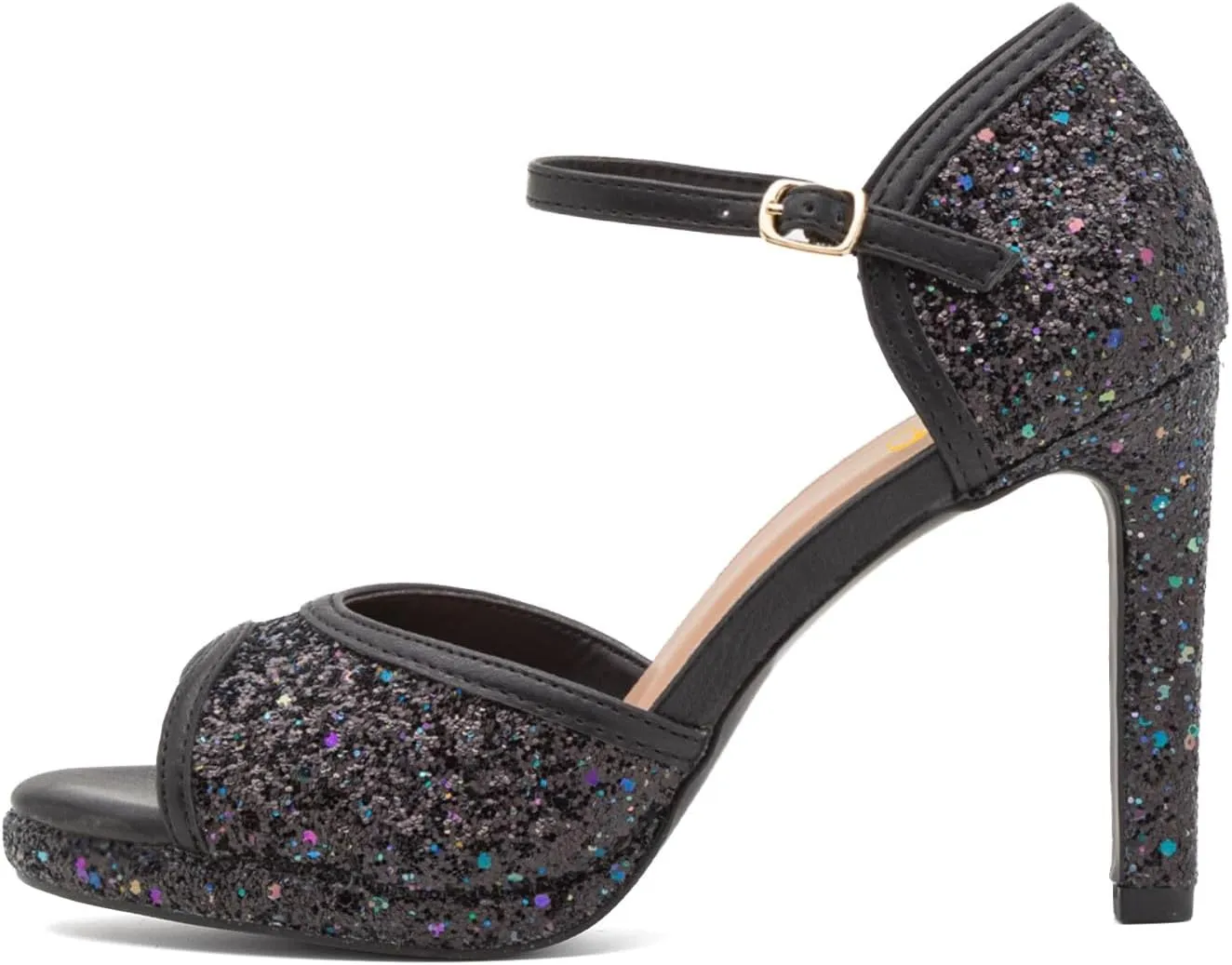 XYD Women Glitter Stiletto Heels Platform Ankle Strap Sequins Ballroom Latin Dance Shoes Open Toe High Heeled Sandals