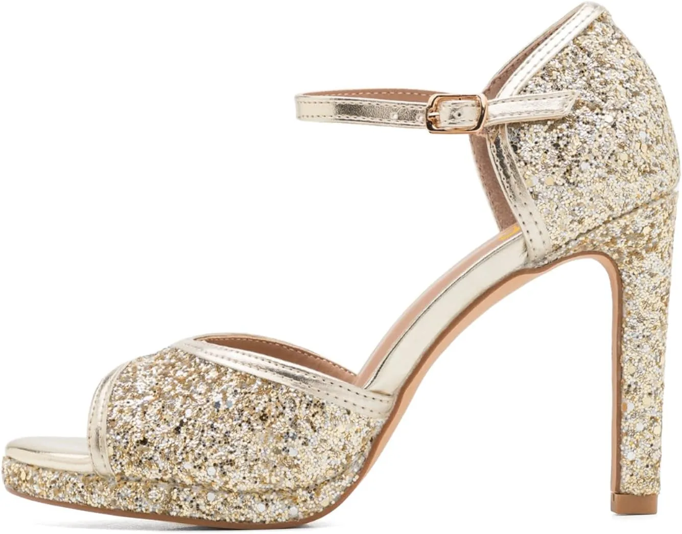 XYD Women Glitter Stiletto Heels Platform Ankle Strap Sequins Ballroom Latin Dance Shoes Open Toe High Heeled Sandals