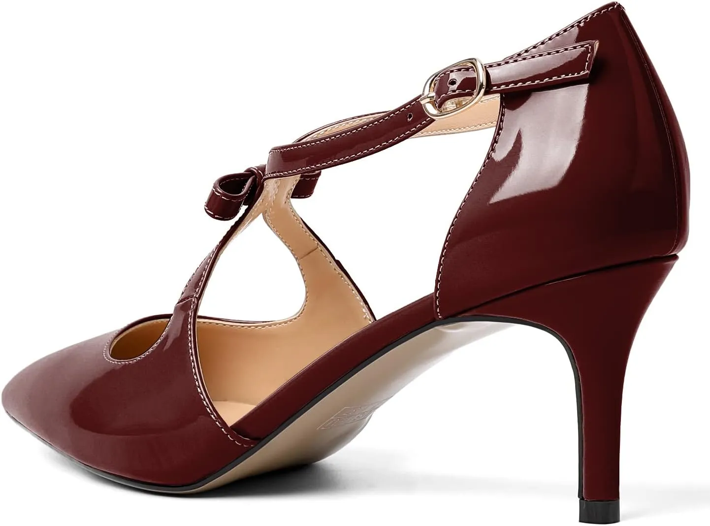 YODEKS Women's Kitten Heel Pumps, Pointed Toe Heels with Crossed Strap,D'Orsay Low Heeled 2.5 Inch Knot Casual Wedding Shoes for Women Fashion Dress Shoes