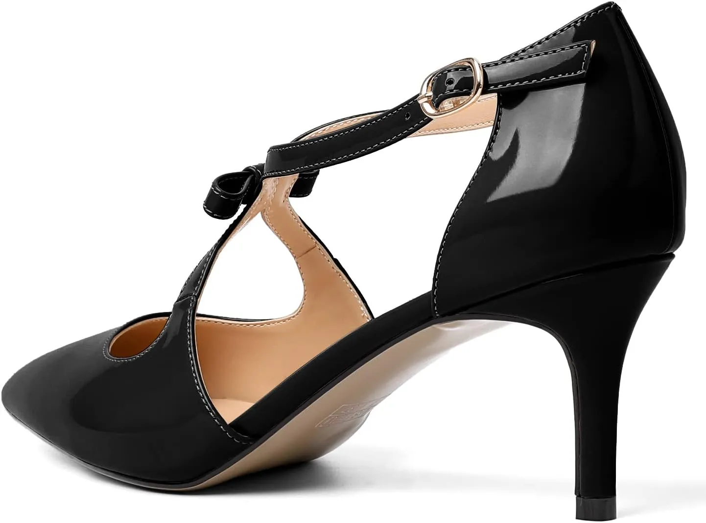 YODEKS Women's Kitten Heel Pumps, Pointed Toe Heels with Crossed Strap,D'Orsay Low Heeled 2.5 Inch Knot Casual Wedding Shoes for Women Fashion Dress Shoes